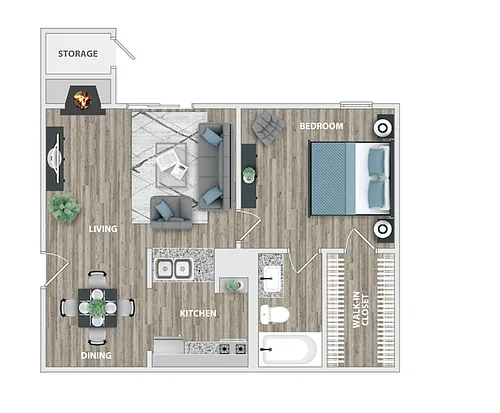 Floor plan A1 | 1 Bed | 1 Bath | Premium
