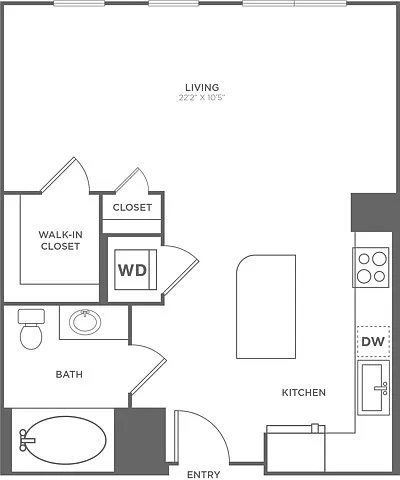Floor plan Studio (632 SF)