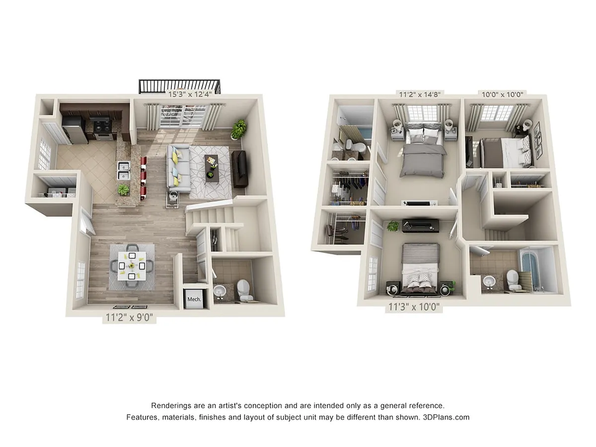 Floor plan Oasis 3x2.5 Townhouse