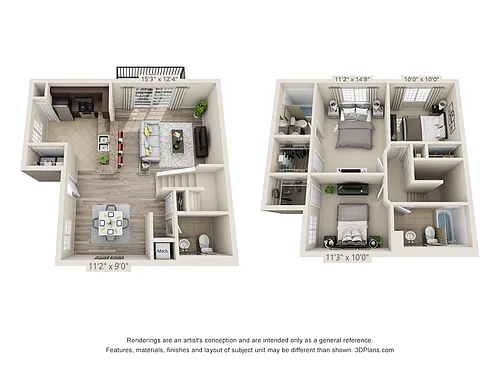 Floor plan Oasis 3x2.5 Townhouse