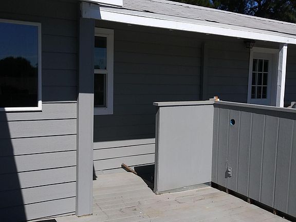 View from deck showing top of entry stairs.
