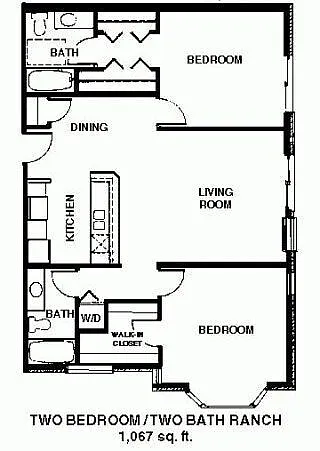 Floor plan Two Bedroom Two Bath 1