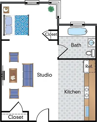 Floor plan Renovated Studio 05 Tier