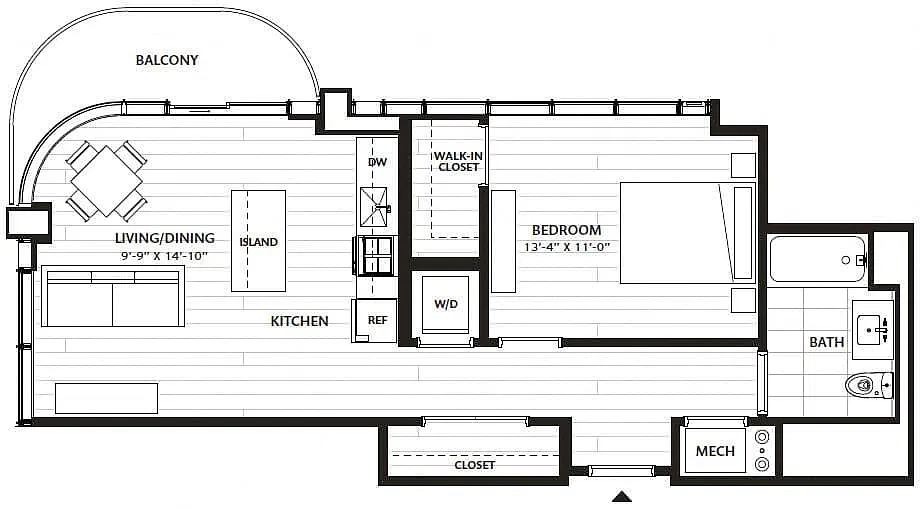 Floor plan 1 Bed/1 Bath-A11