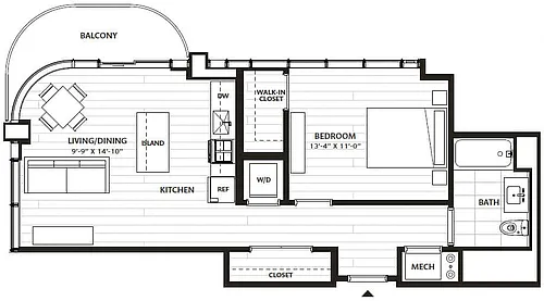 Floor plan 1 Bed/1 Bath-A11