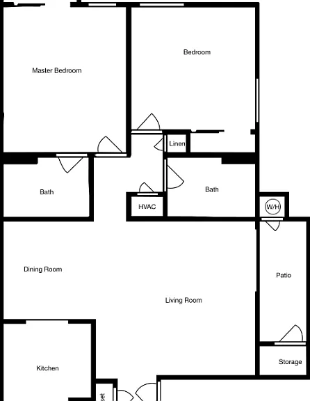 2 Bedroom 2 Bathroom Floorplan Diagram