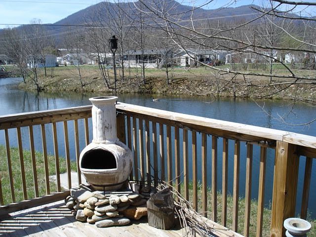 Rear deck overlooks lake