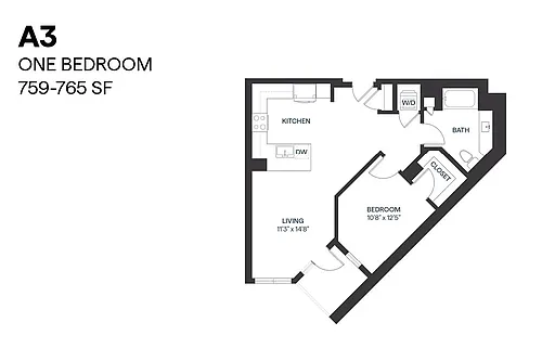Floor plan One Bedroom A3