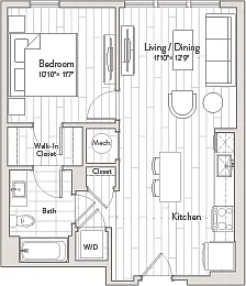 Floor plan 1 Bed/1 Bath-A2m4