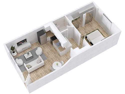 Floor plan Apache 1 Bed 1 Bath