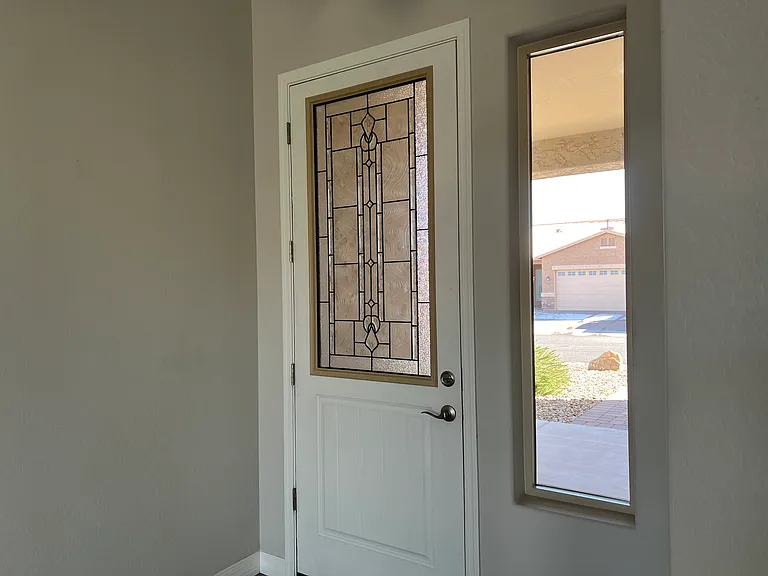 Leaded Glass Window on Front Door, Side Light Window