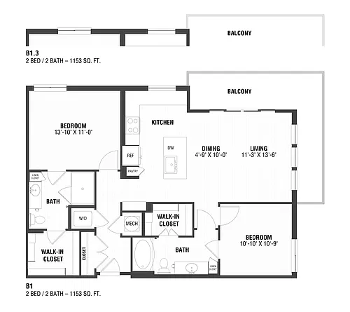 Floor plan 2 Bed/2 Bath