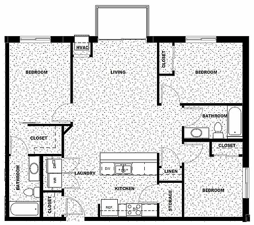 Floor plan 3 Bed/2 Bath-Affordable-60%