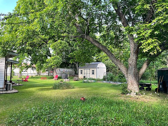 Back yard with storage shed