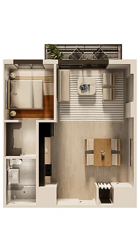 Floor plan Malibu 1 Bedroom