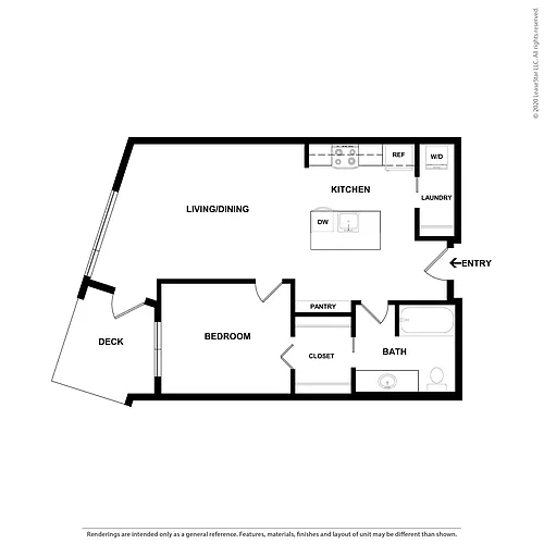 Floor plan One Bedroom One Bath - Income Limited B
