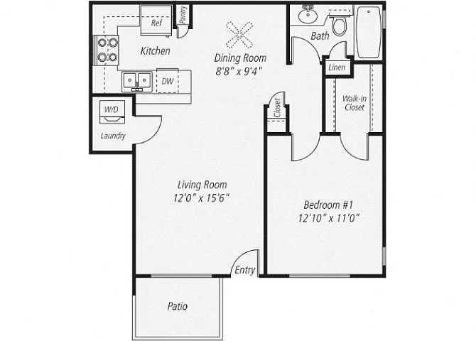 Floor plan One Bedroom Renovated