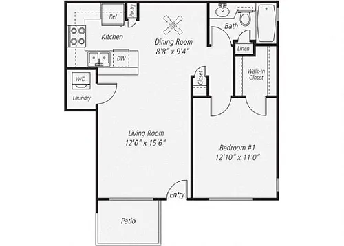 Floor plan One Bedroom Renovated