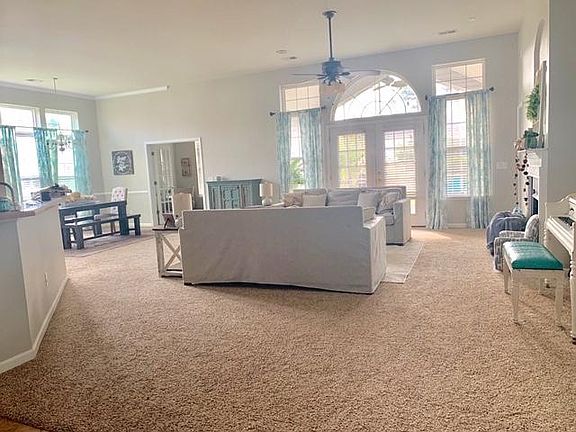 Great Room with 12 Foot Ceilings and Fireplace