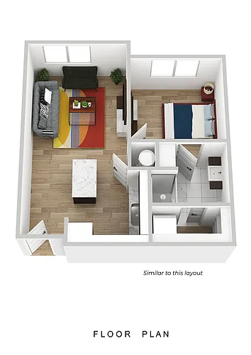 Floor plan 1 Bed - West Facing