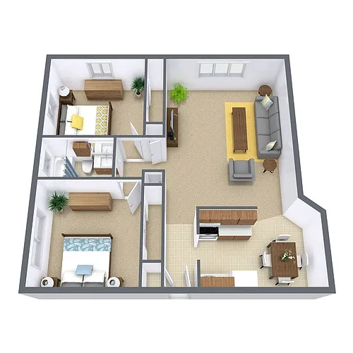 Floor plan Two Bedroom 21A