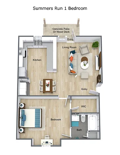 Floor plan Summers Run Apartments - 1 Bed