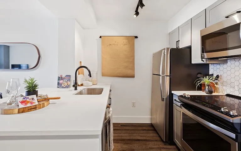 Gourmet kitchen with stainless steel appliances