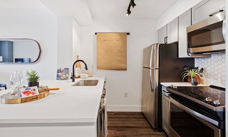 Gourmet kitchen with stainless steel appliances