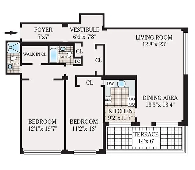 Floor plan Two Bedroom 2 Bath Standard