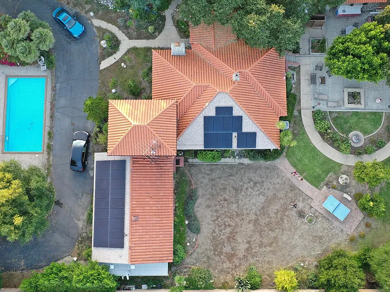 Drone shot from above - rental is house on lower part of photograph