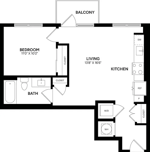 Floor plan 1 Bed/ 1 Bath-A04