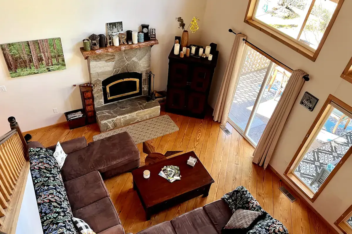 Living room view from loft - Lake Rd