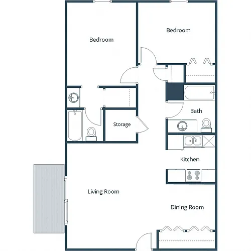 Floor plan Two Bedroom 22A