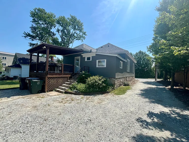 back view of home and driveway