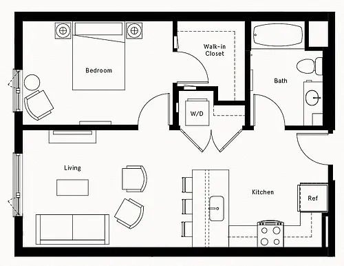 Floor plan 1 Bed/1 Bath-A13