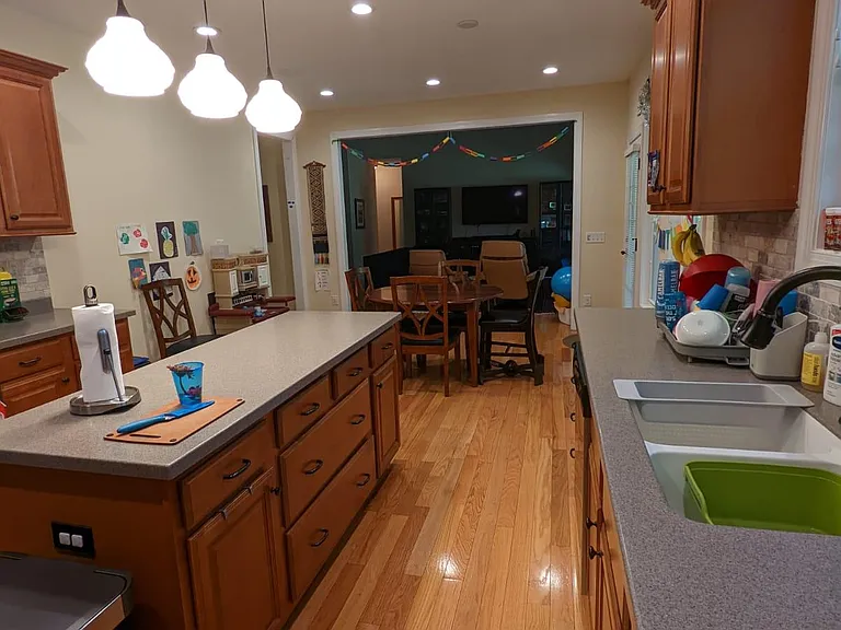 View from the kitchen to the great room.