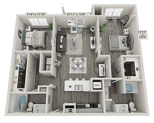 Floor plan Two Bedroom B2H