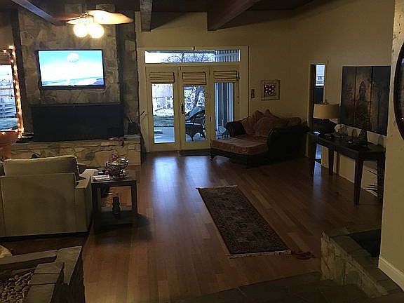 Huge stone fireplace