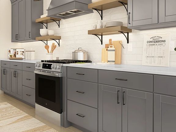 Kitchen with floating shelves