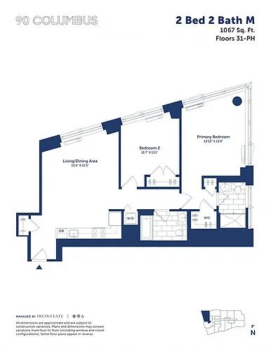 Floor plan 2 Bed 2 Bath M
