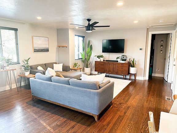 Bright, open-concept family room located just off the kitchen.