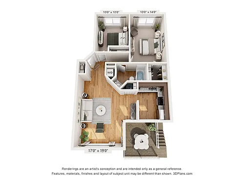 Floor plan 2 Bedroom 1 Bath Renovated