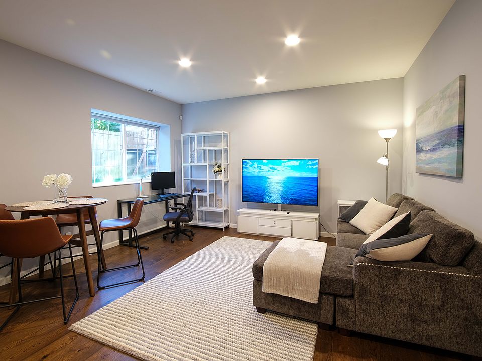 Living room with desk setup