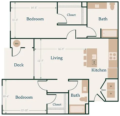 Floor plan Signature 2 Bed - 2 Bath A