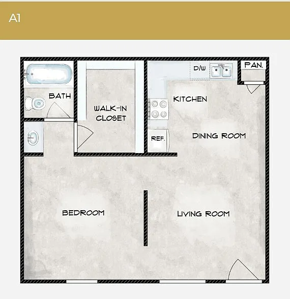 Floor plan 1 Bedroom 1 Bathroom