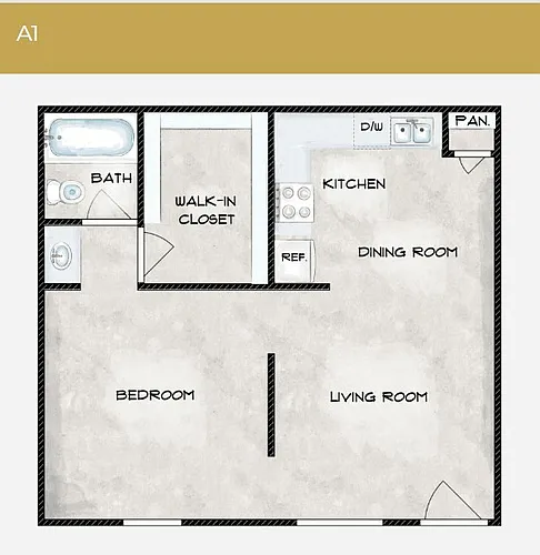 Floor plan 1 Bedroom 1 Bathroom