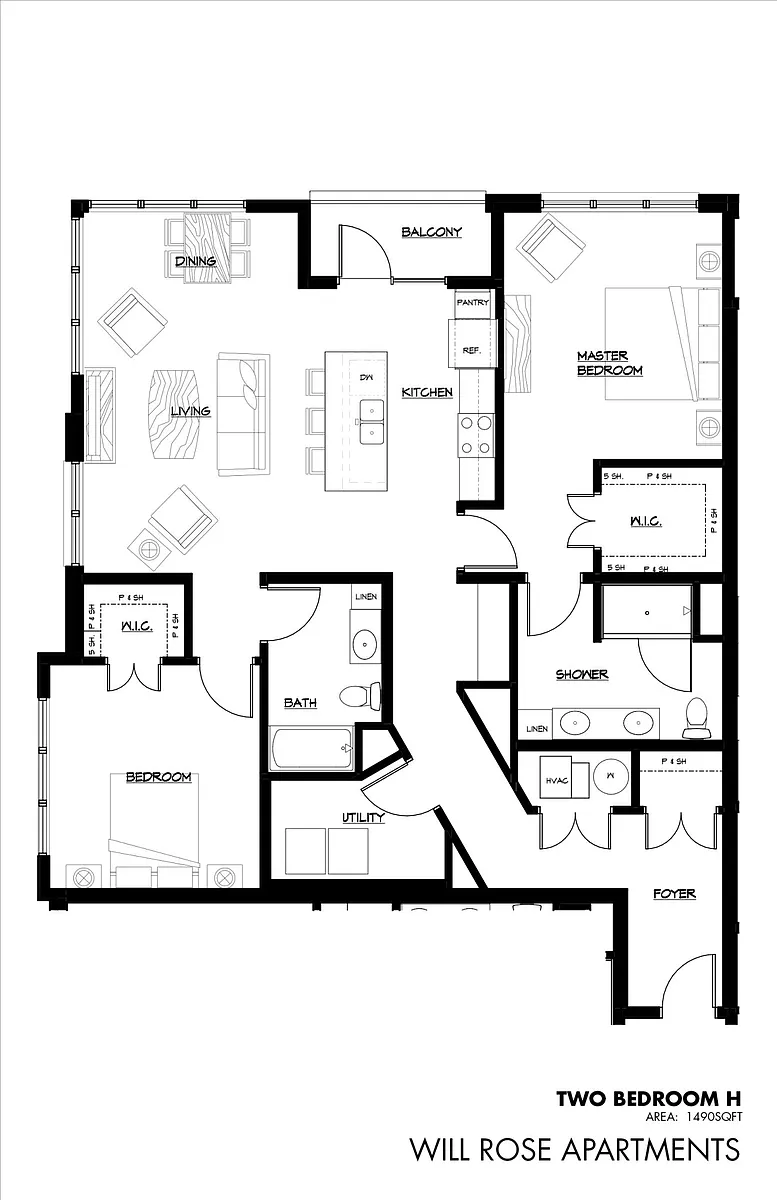 Floor plan Building A - Two Bedroom H