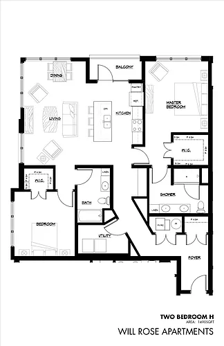 Floor plan Building A - Two Bedroom H
