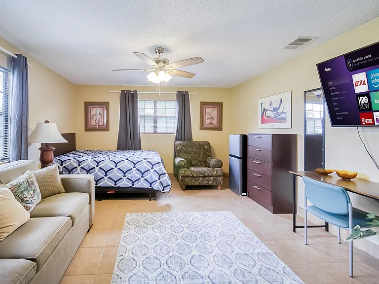 Queen Bed and Comfy Chair!