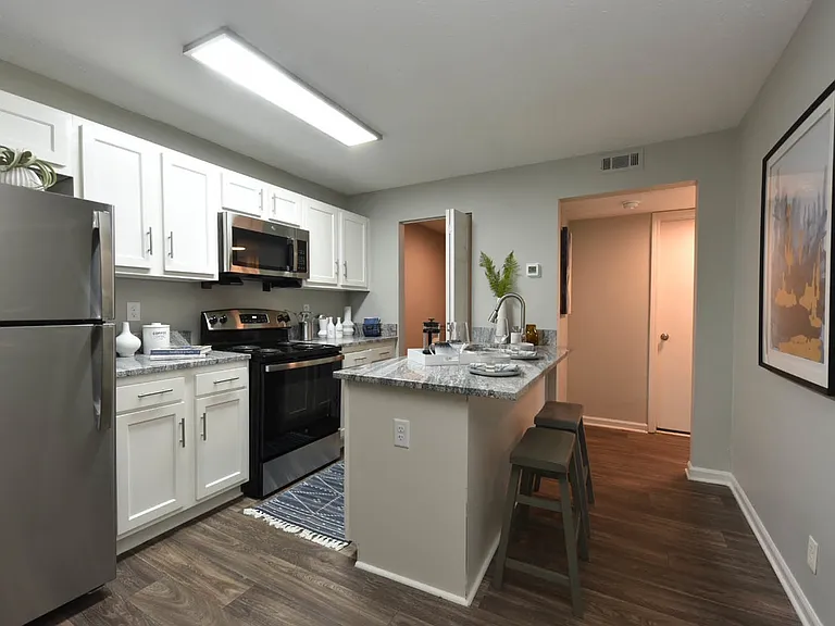 Kitchen with Hardwood Style Flooring